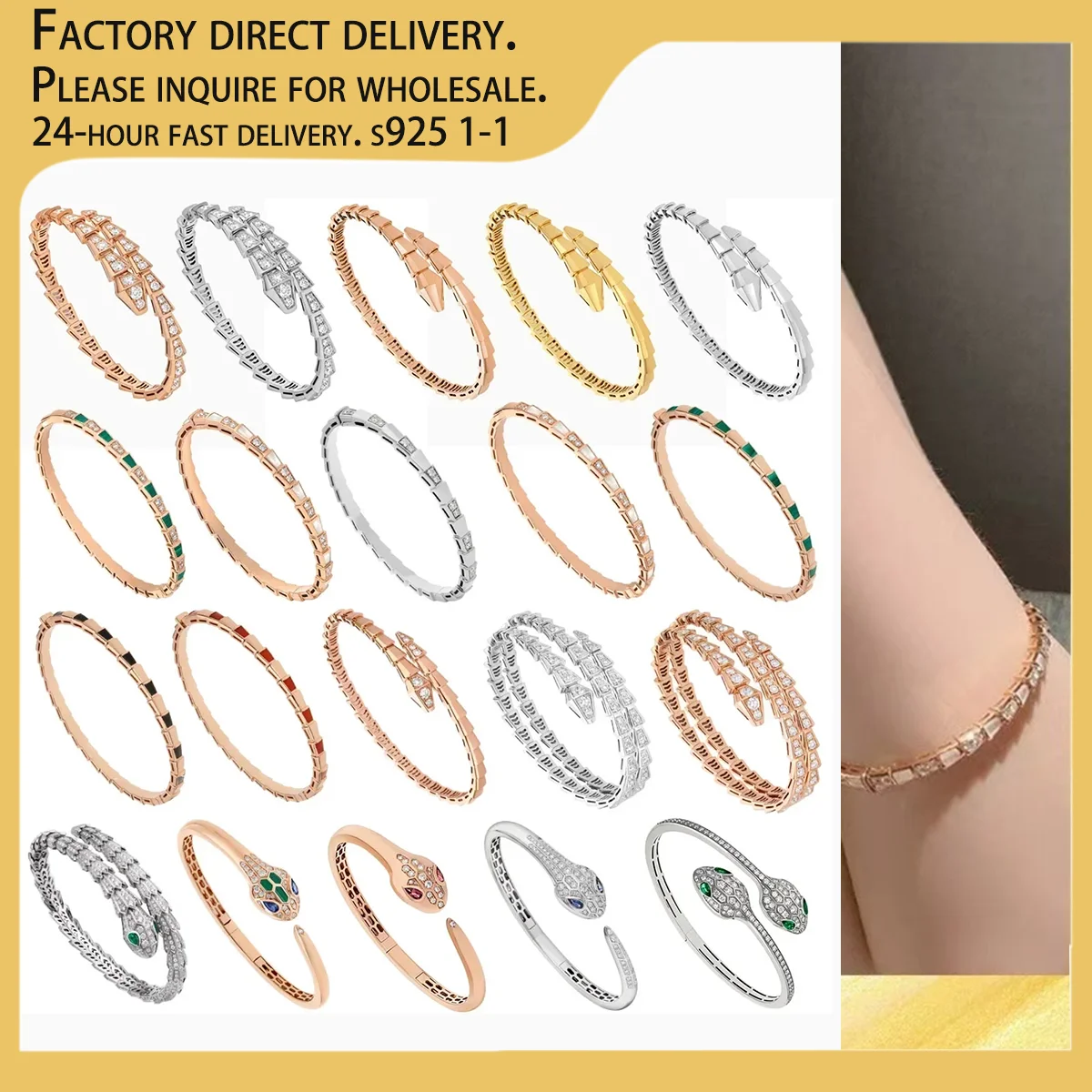 18K S925 Silver Rose Gold Snake Bracelet 2024 Luxury High Quality Serpenti Viper Collection - Valentine's Day Gift