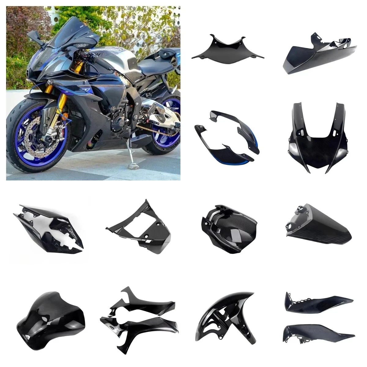 Carbon Fiber Motorcycle Parts for YZF R1M  2020 2021 2022 2023 2024 Rear Tail Cover Spot Goods or Wholesale