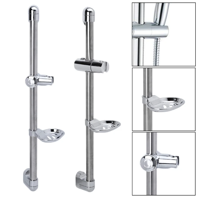 Universal Handheld Shower Rail Slider Holder Slide Bar with Soap Tray Adjustable Angle Shower Holder Lifter Pipe Kit