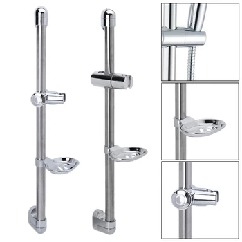 Universal hand shower rail slider holder slide bar with soap tray adjustable angle shower holder lifter pipe kit