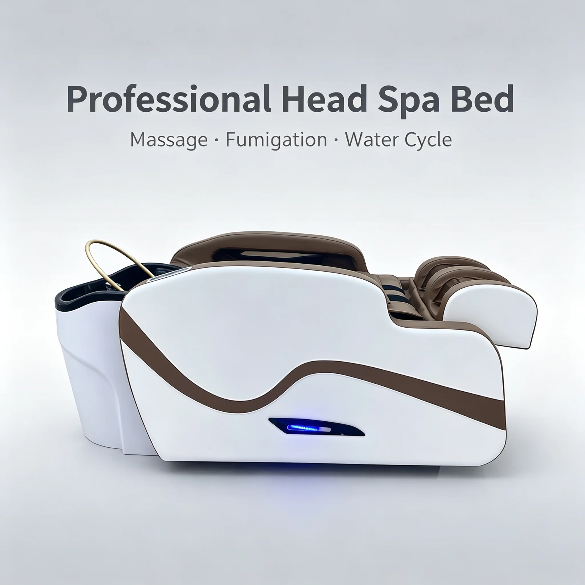 Adjustable Multifunctional Shampoo Bed Water Circulation Head Spa Massage Bed with Ceramic Basin for Salon Barbershop