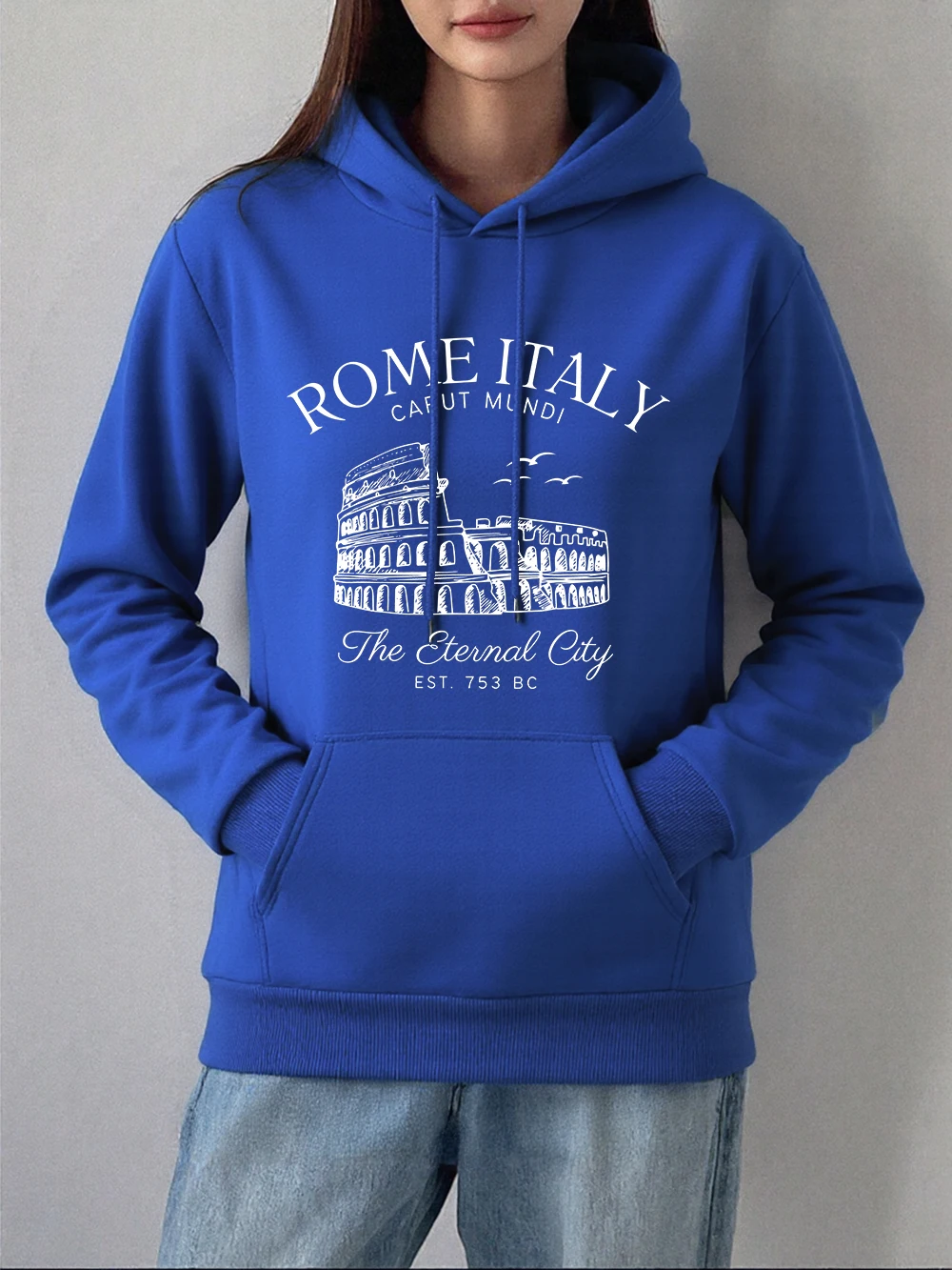 Colisée Rome italie sweat à capuche imprimé femmes bases poche pull hiver polaire chaud sweat confortable décontracté femme vêtements