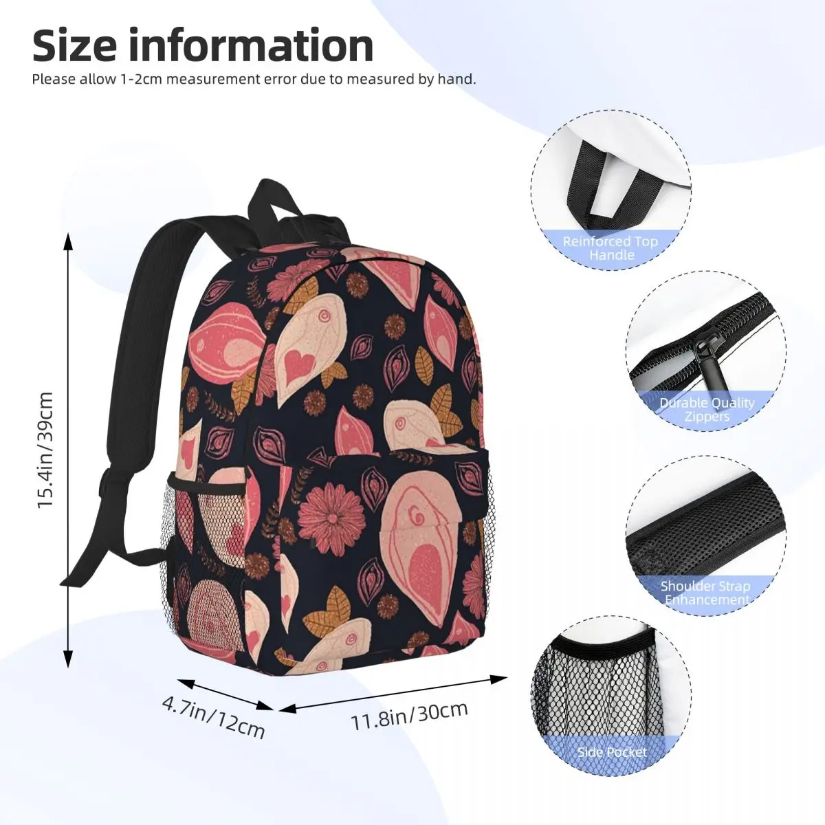 Vulva Flower Pattern Backpacks Boys Girls Bookbag Fashion Students School Bags Travel Rucksack Shoulder Bag Large Capacity