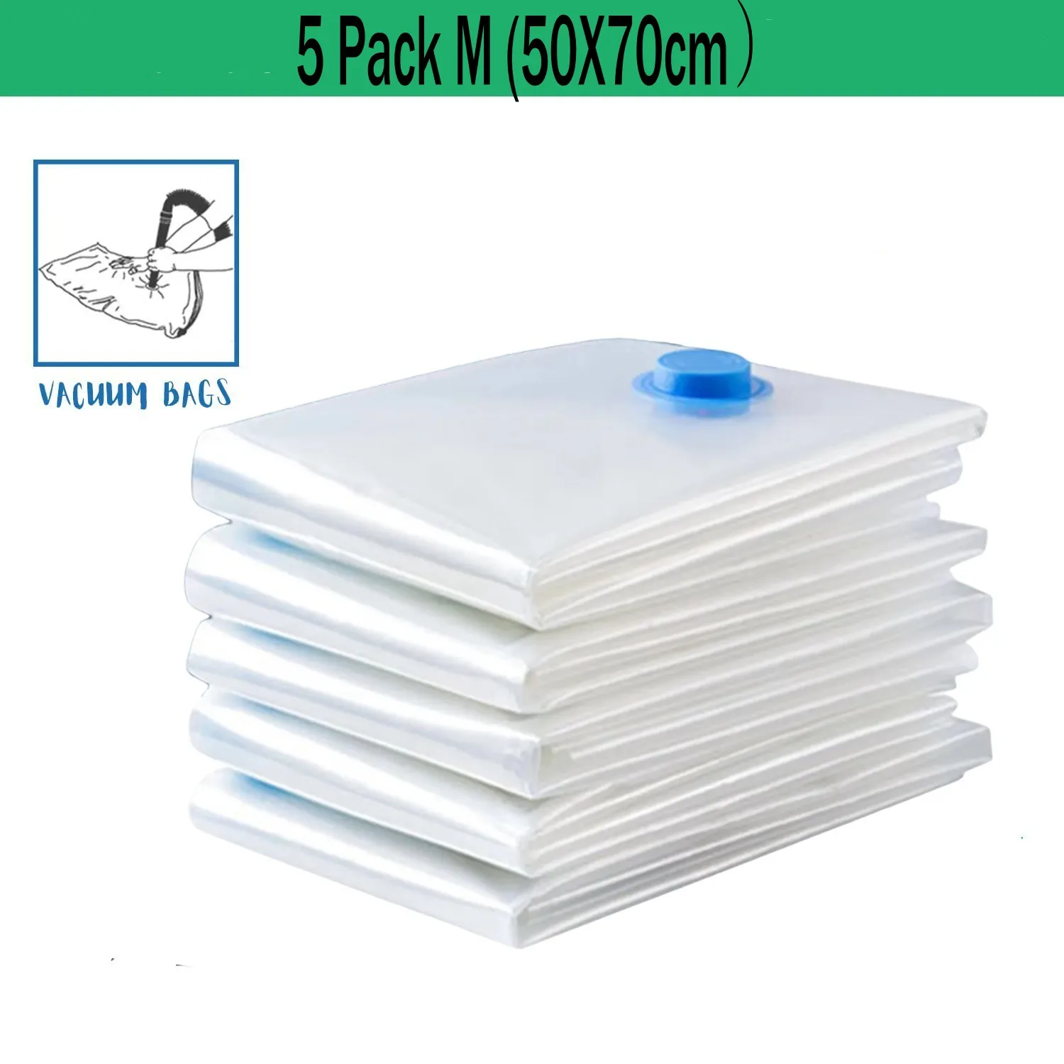 5-pack vacuümopbergzakken, ruimtebesparende zakken compressie voor dekbedden en dekens, sealer kleding reisverpakking organisator