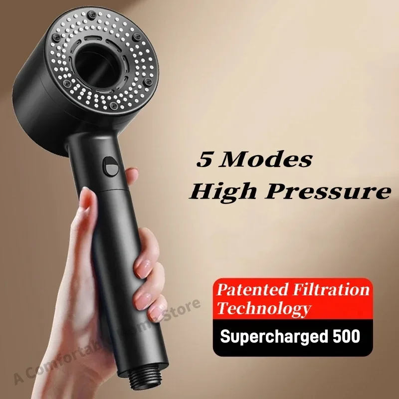 5 Modes Shower Head High Pressure Showerhead Portable Filter Rainfall Faucet Tap Bathroom Bath Home Bathroom New Upgrade
