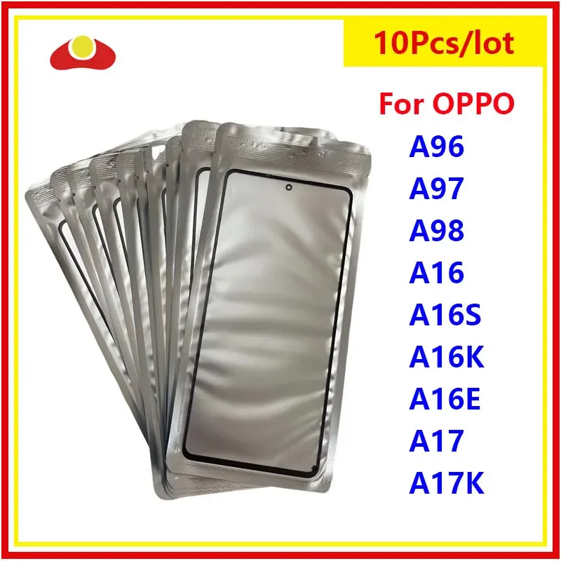 10pcs TOP QC For OPPO A98 A97 A96 4G 5G A16 A16K A16S A16E A17 A17K LCD Front Touch Screen Lens Glass with OCA Glue Replacement