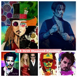 5D DIY AB Drills Diamond Painting Famous Movie Actor Johnny Depp Portrait Art Embroidery Cross Stitch Mosaic Hobby Home Decor