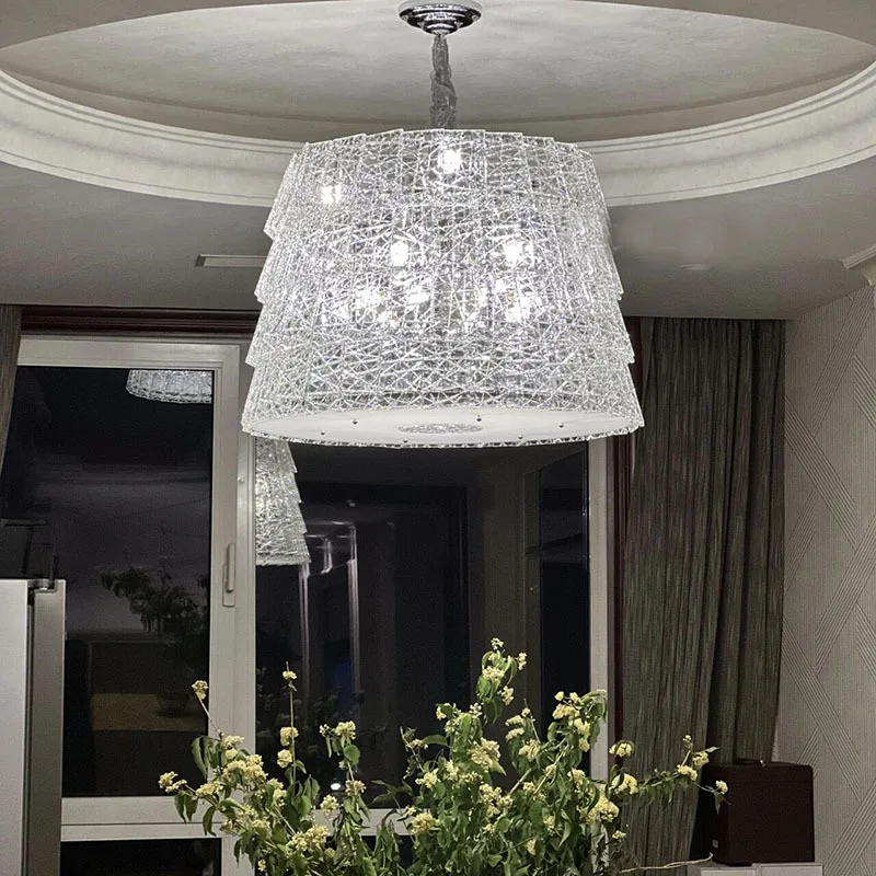 restaurant Crystal Chandelier Personalized Circular Bar Counter Luxurious Home Villa Modern Island Table Lighting Fixtures