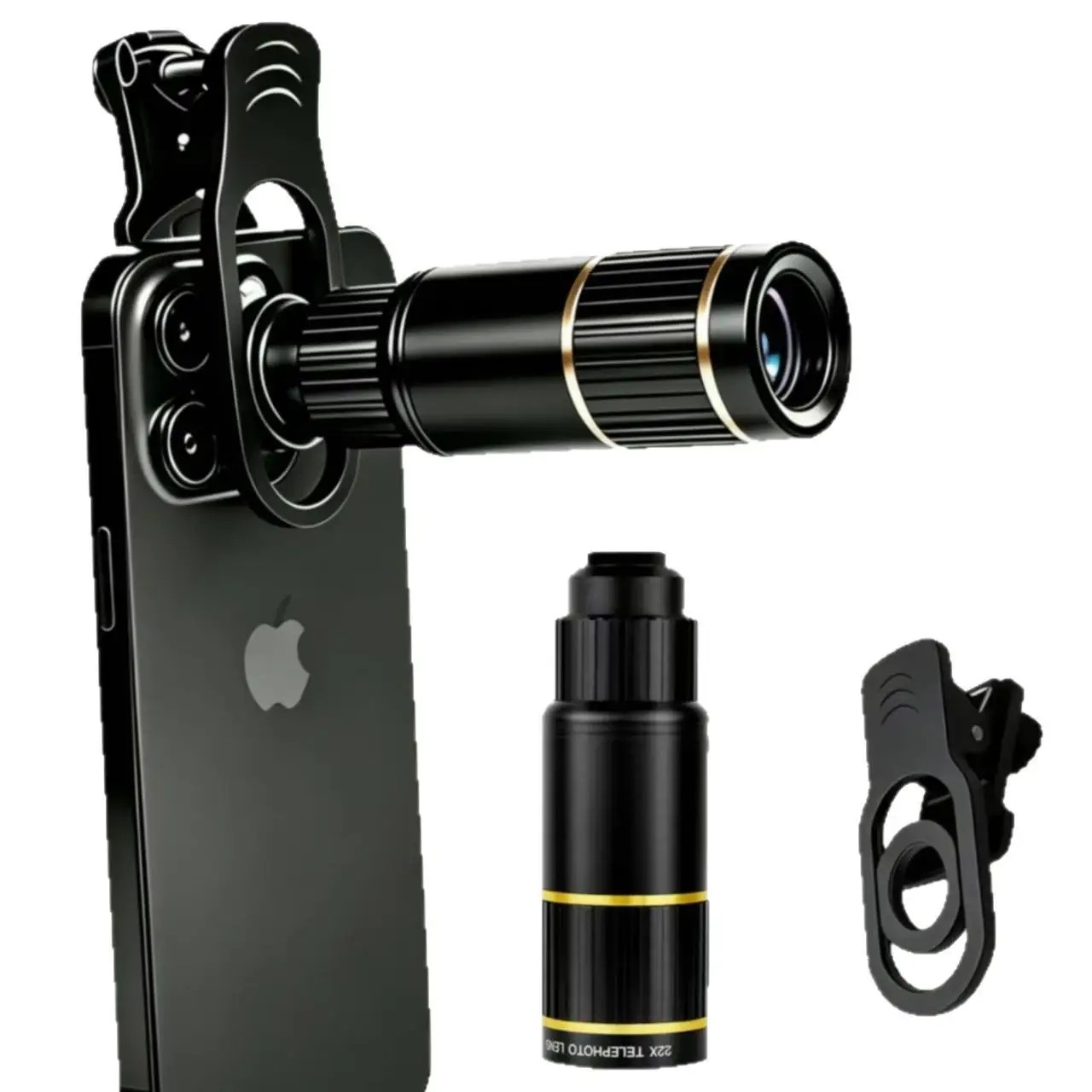Outdoor Metal Tarill 22X Telephoto Universal Clip-On HD Phone Camera Lens for iPhone Android Smartphones Bird Watching Telescope