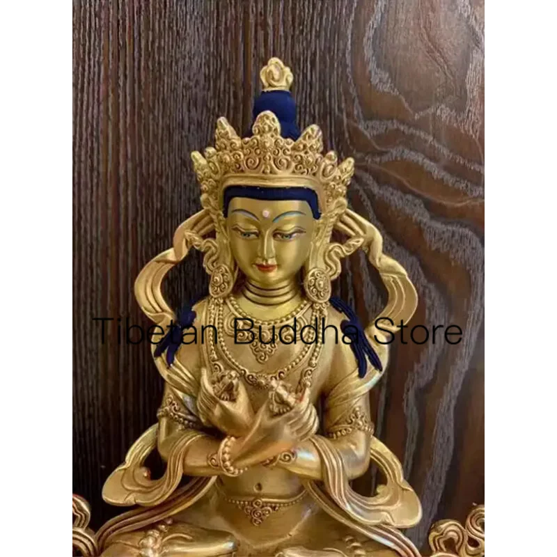 21cm Pure copper gilt Tibetan Tantrism Xizang Vajra Master Buddha Statue