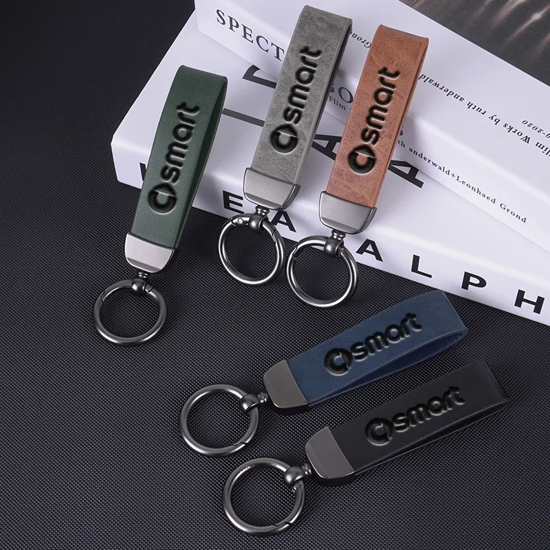 Car Key Organizer Leather Loop with 360° Swivel Ring Compatible with Smart Fortwo 452 451 454 Forfour 450 453 Coupe 2