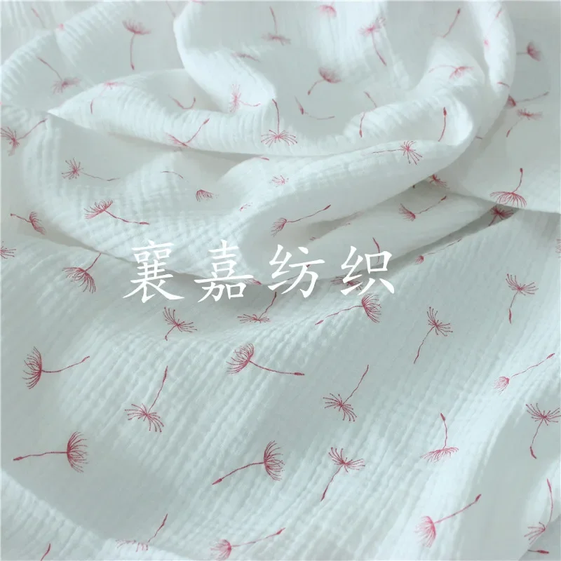 135cm X50cm High Quality Soft Thin Double Crepe Hedgehog Texture Pink Dandelion Cotton Fabric, Making Shirt Underwear Cloth