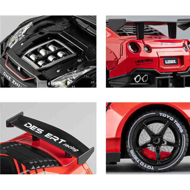 1:24 Nissan Skyline Ares GTR R35 vehículos de juguete y fundido a presión, modelo de coche de juguete de Metal, colección extraíble de alta simulación, juguetes para niños