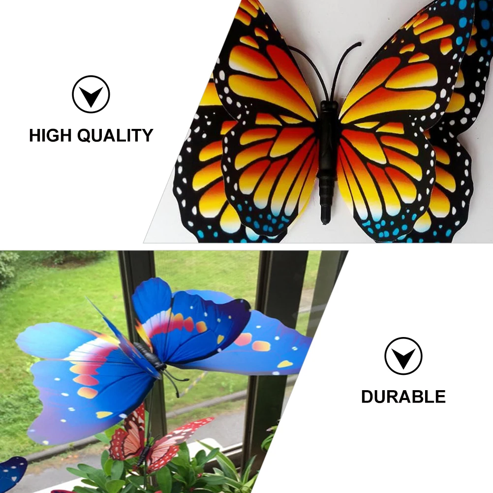 

50pcs Butterfly Garden Stakes Durable Lightweight Outdoor Home Decoration Plastic Lawn Ornaments Flower Pot Yard Balcony