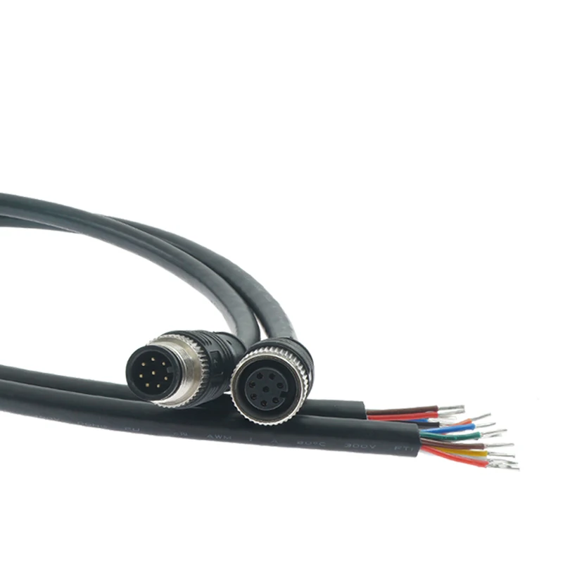 M12 Male Female Aviation Plug Cable Waterproof IP67 2 3 4 5 8Pin Sensor Signal Wire Connector M12 Connection Shielded Line 6