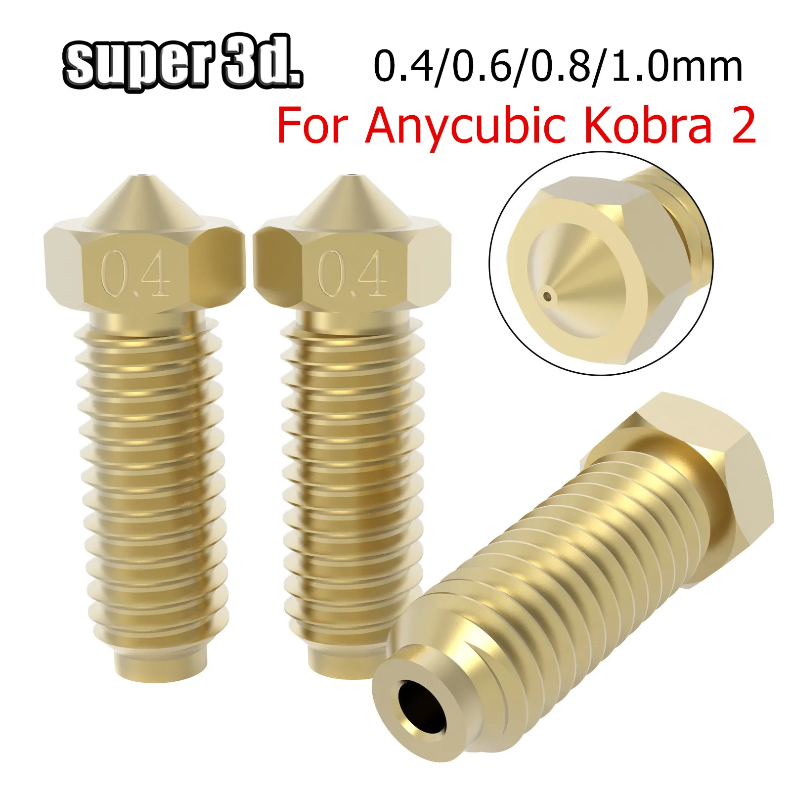 0.4/0.6/0.8/1.0mm Nozzle For Anycubic Kobra 2 Brass Nozzles 3D Printer Accessories Nozzle 1.75mm For Kobra 2 Pro/Max/Plus Series