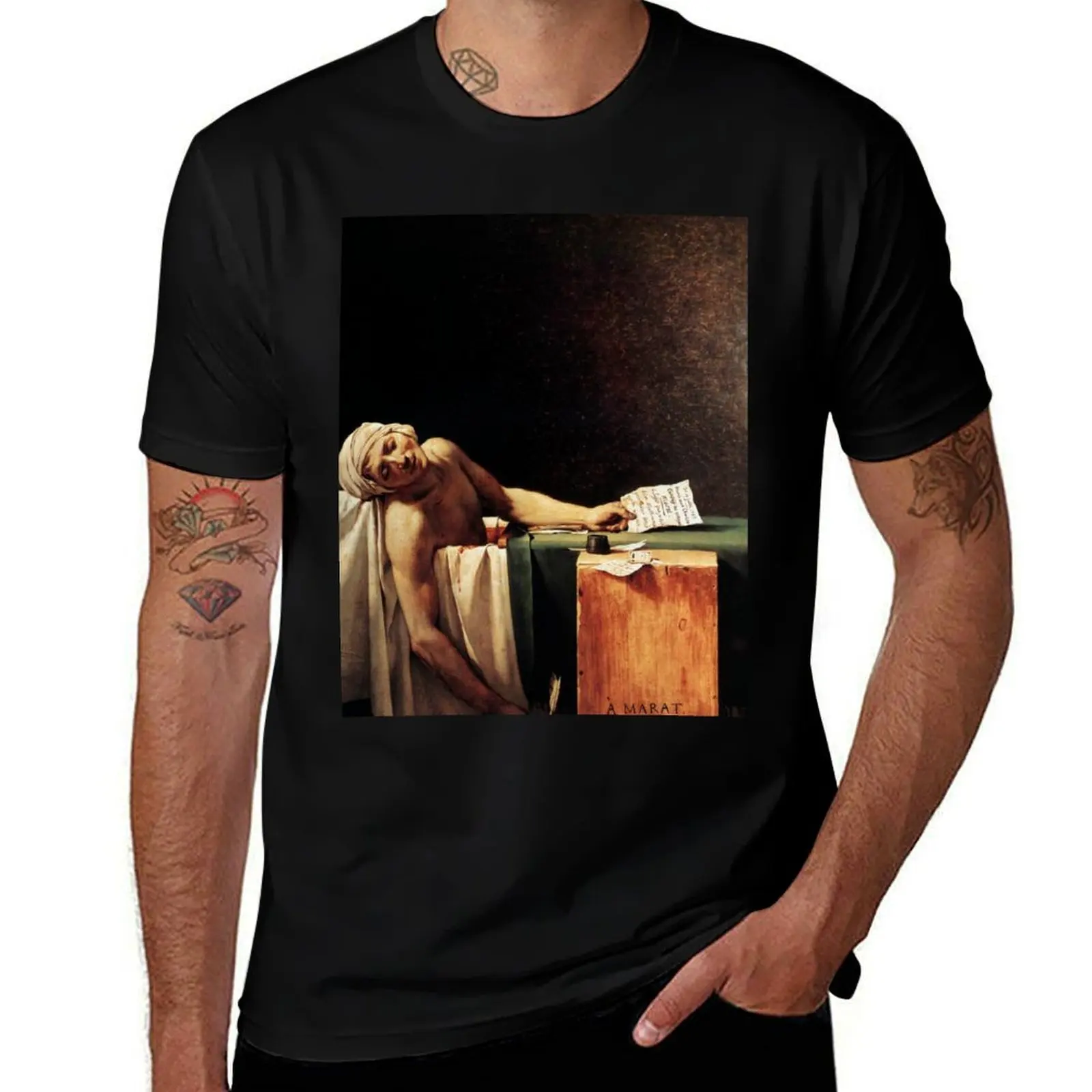 The Death of Marat by Jacques-Louis David T-Shirt Holiday Casual Short Sleeve Top T-Shirt