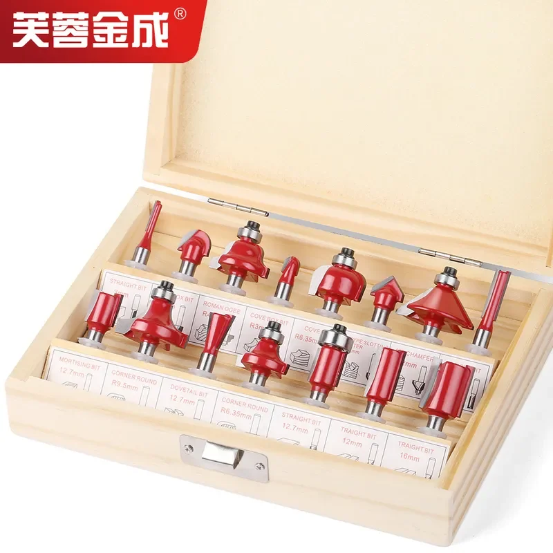 Professional 15 Piece Woodworking Router Bit Set for CNC Milling Machine Including 1 4 Inch Shank and 1 2 Inch Shank Bits