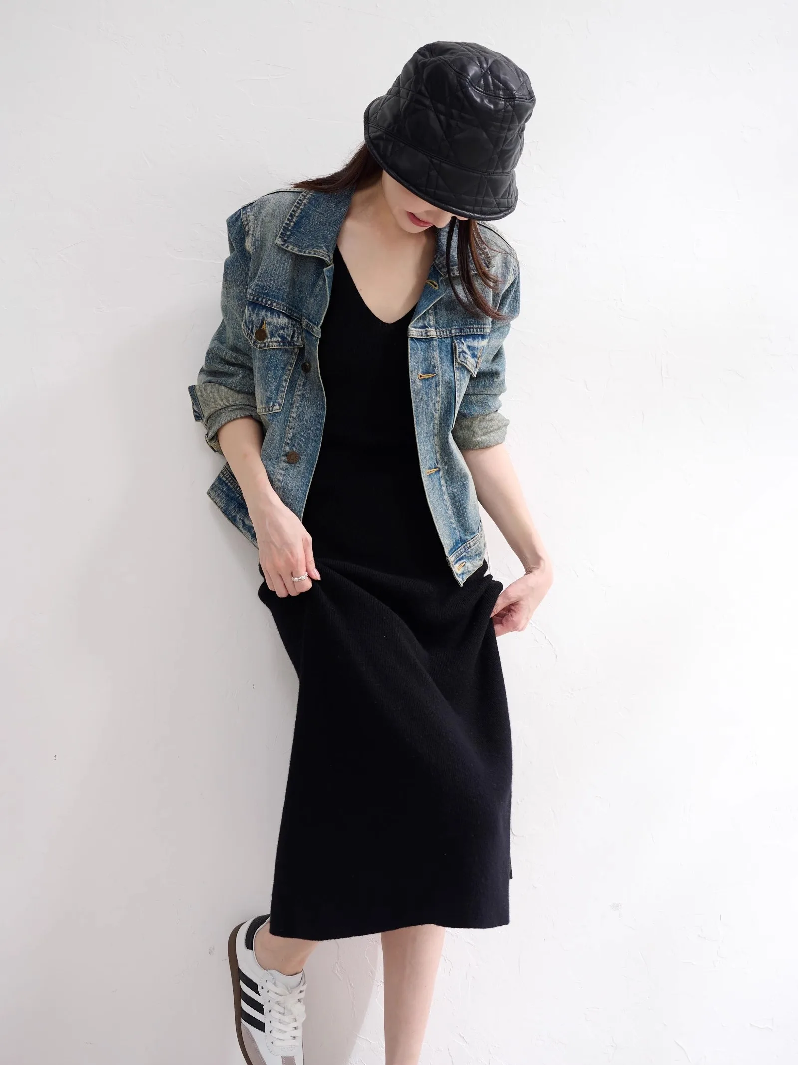 

JPOO Тонкий длинный вязаный жилет из чистой шерсти, повседневный, с завышенной талией, осенний, для женщин, на каждый день