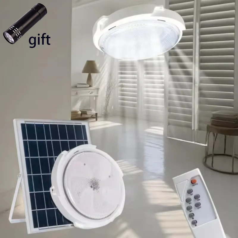 LED Solar Ceiling Lights Indoor Bedroom Corridor Garden Lighting With Remote Control Dimmable Timing Solar Ceiling Lamp