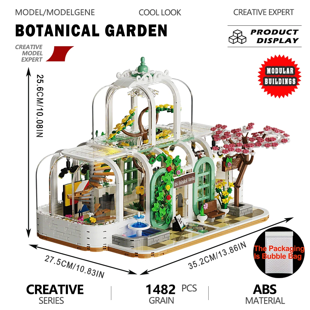 

Modern Transparent Greenhouse Building Blocks Plants Garden Street View Model Stylish Assembly Architectural Decor Ornaments