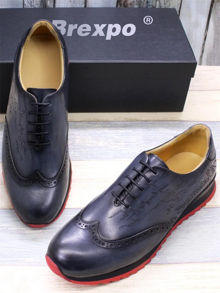 High-end-Leder Casual Schuhe Lace-up Handgemachte Schuhe Modische und Komfortable Männer Schuhe Büro