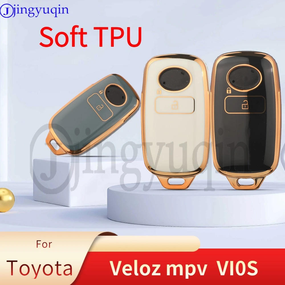 

Jingyuqin новый чехол для дистанционного ключа из ТПУ, 2 кнопки для Toyota Veloz mpv 2023 VI0S 2024-2025, аксессуары для дистанционного автомобиля