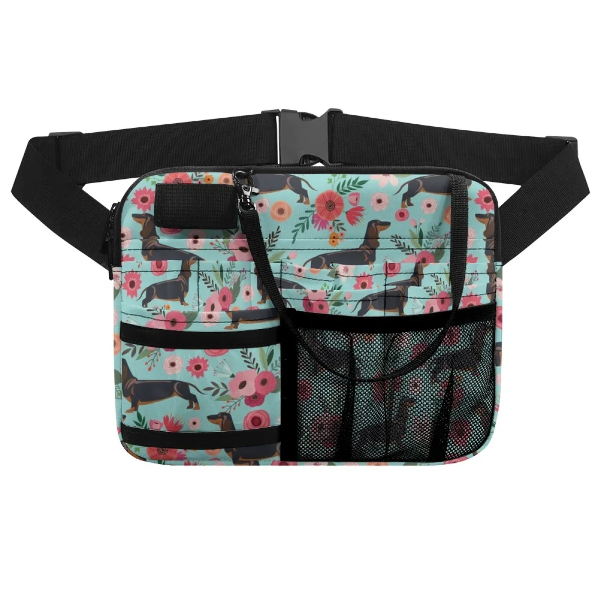 Luxury Dachshund Floral Designer Belt Bags Nurse Birthday Gift Portable Practical Hospital Work Waist Bag Drug Storage Tool Bag