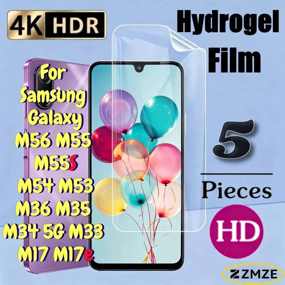 

5 шт. в упаковке, гидрогелевая пленка для Samsung Galaxy M56 M55 M55S M54 M53, защитная пленка для экрана Galaxy M33 M34 M35 M36 M17 M17e, мягкая пленка из ТПУ
