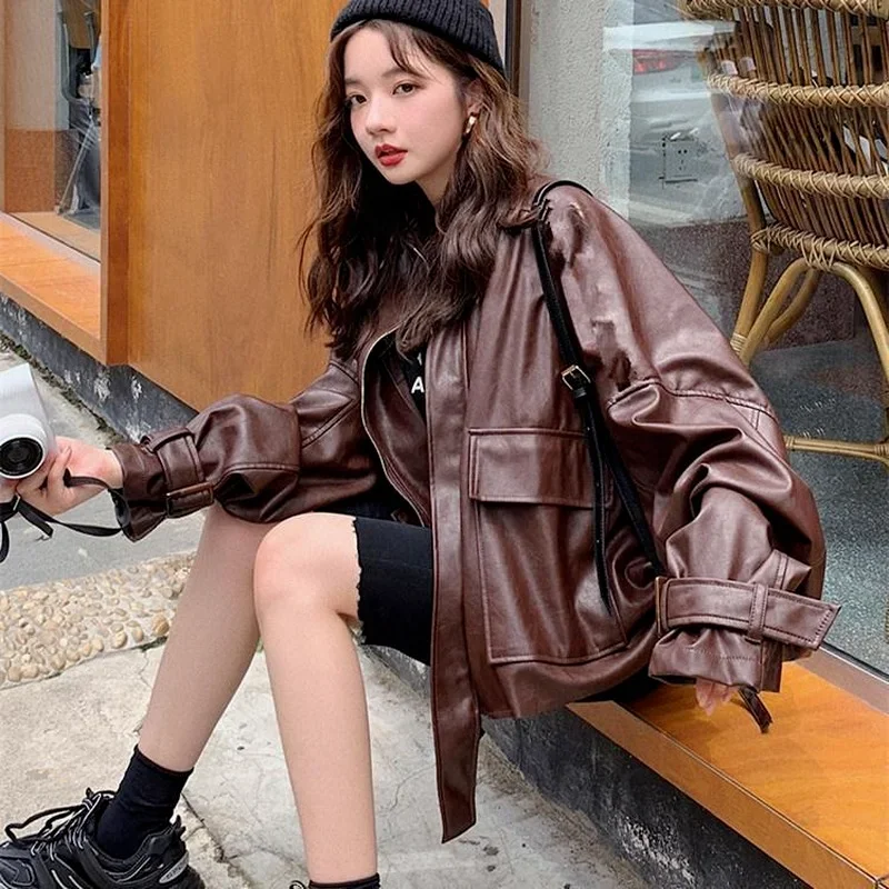 Leather Jacket Women Autumn New Style Biker Jacket Female