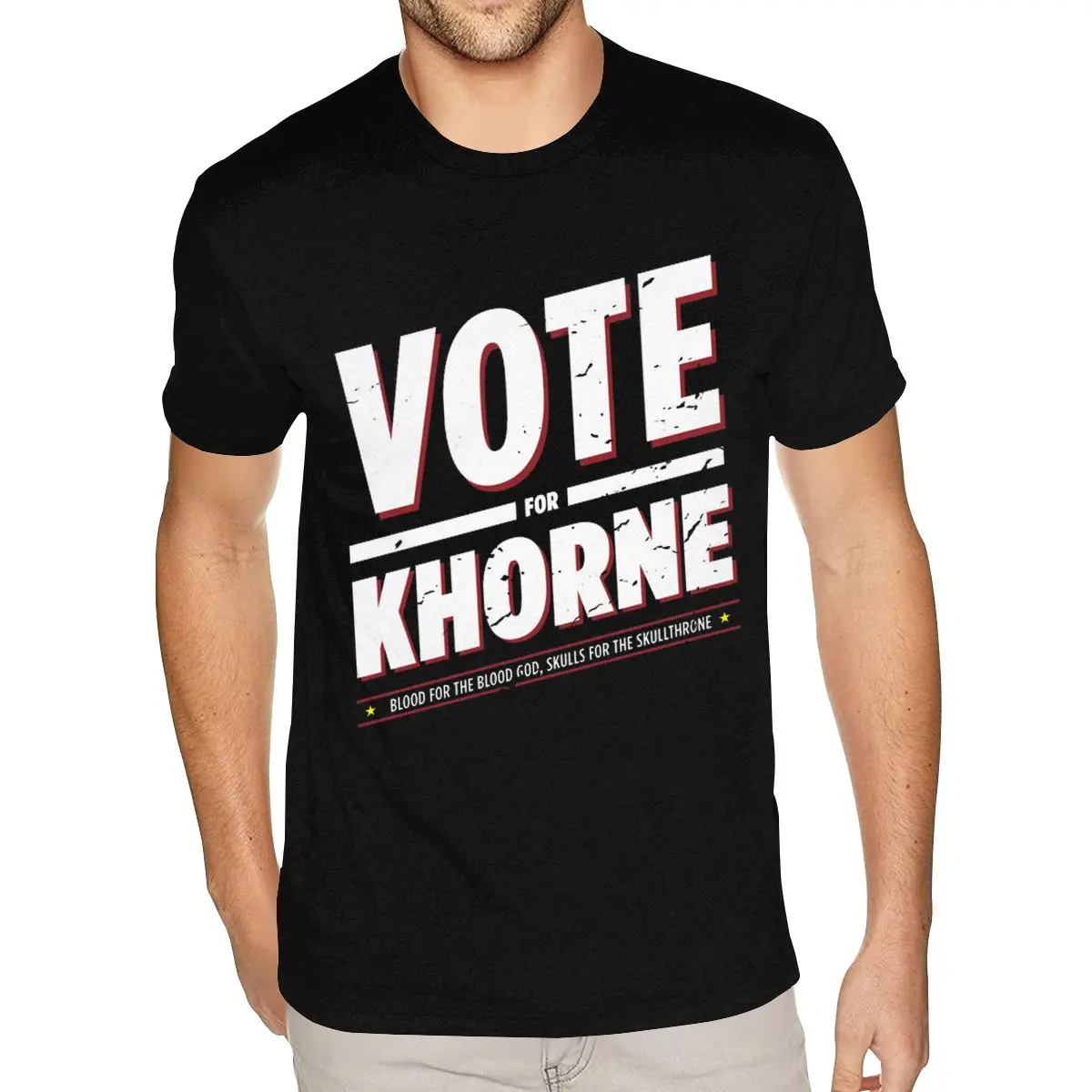 كول التصويت Khorne رقائق الحرب تي شيرت الرجال مخصص قصيرة الأكمام القطن الخالص الأسود س الرقبة تي شيرت #1