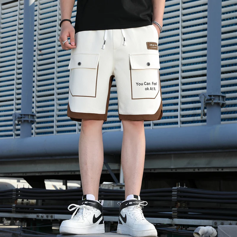 

Faionable Urban Workwear ort Pants Men's Summer Thin Knitted Casual Five-Quarter Length Breathable Spor Sle Youth Clo...