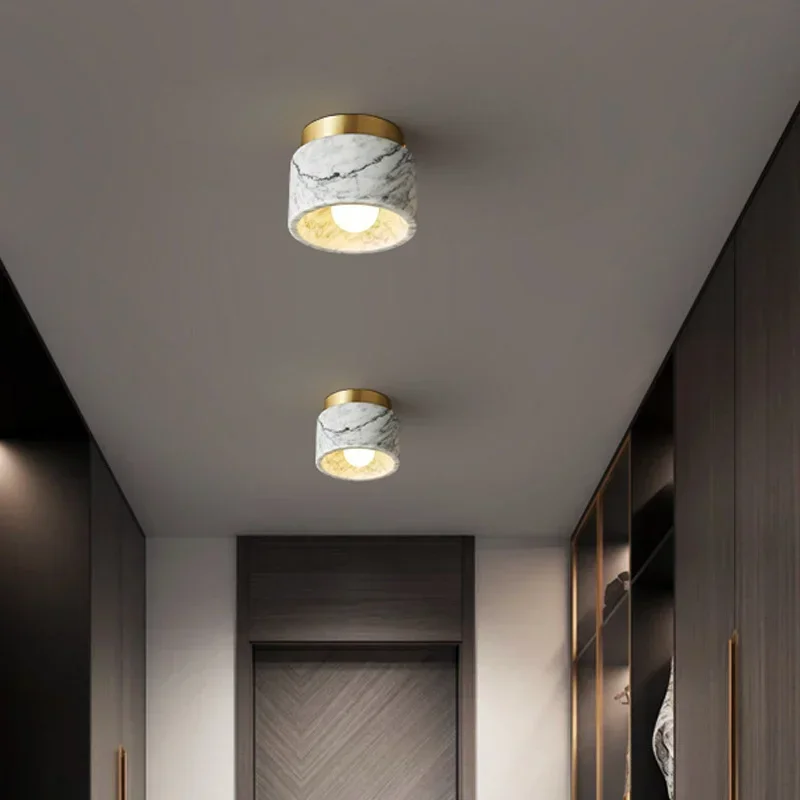 Nordische Walnuss-Stein-Deckenleuchte Travertin Schlafzimmer Flur Downlight E27 G9 Korridor Gang Dekorative Beleuchtungskörper