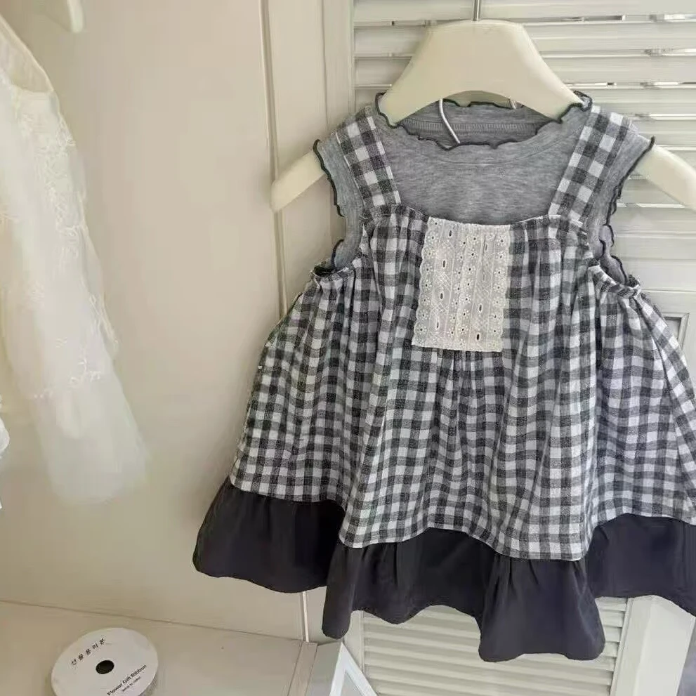 

Летние комплекты детской одежды 2026, жилет для девочек, топ + жилет, платье, комплект из двух предметов, одежда для малышей