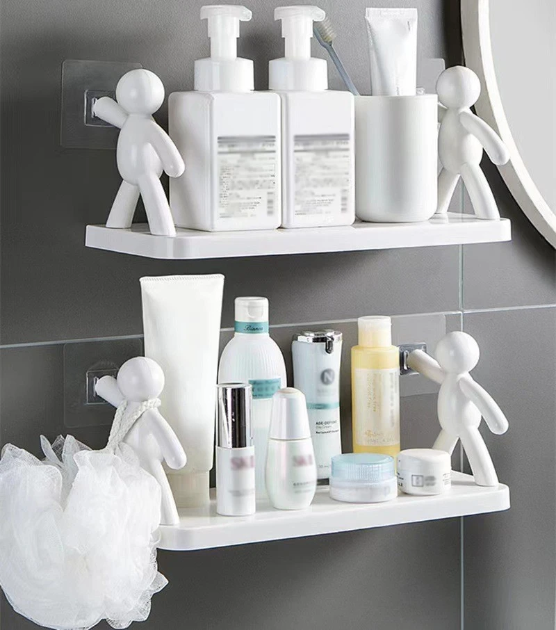 

Bathroom Shelf Wall-Hanging Shower Cosmetic Storage Rack Toilet Organizer Kitchen Spices Jars Storage Stand Holder Home Decor