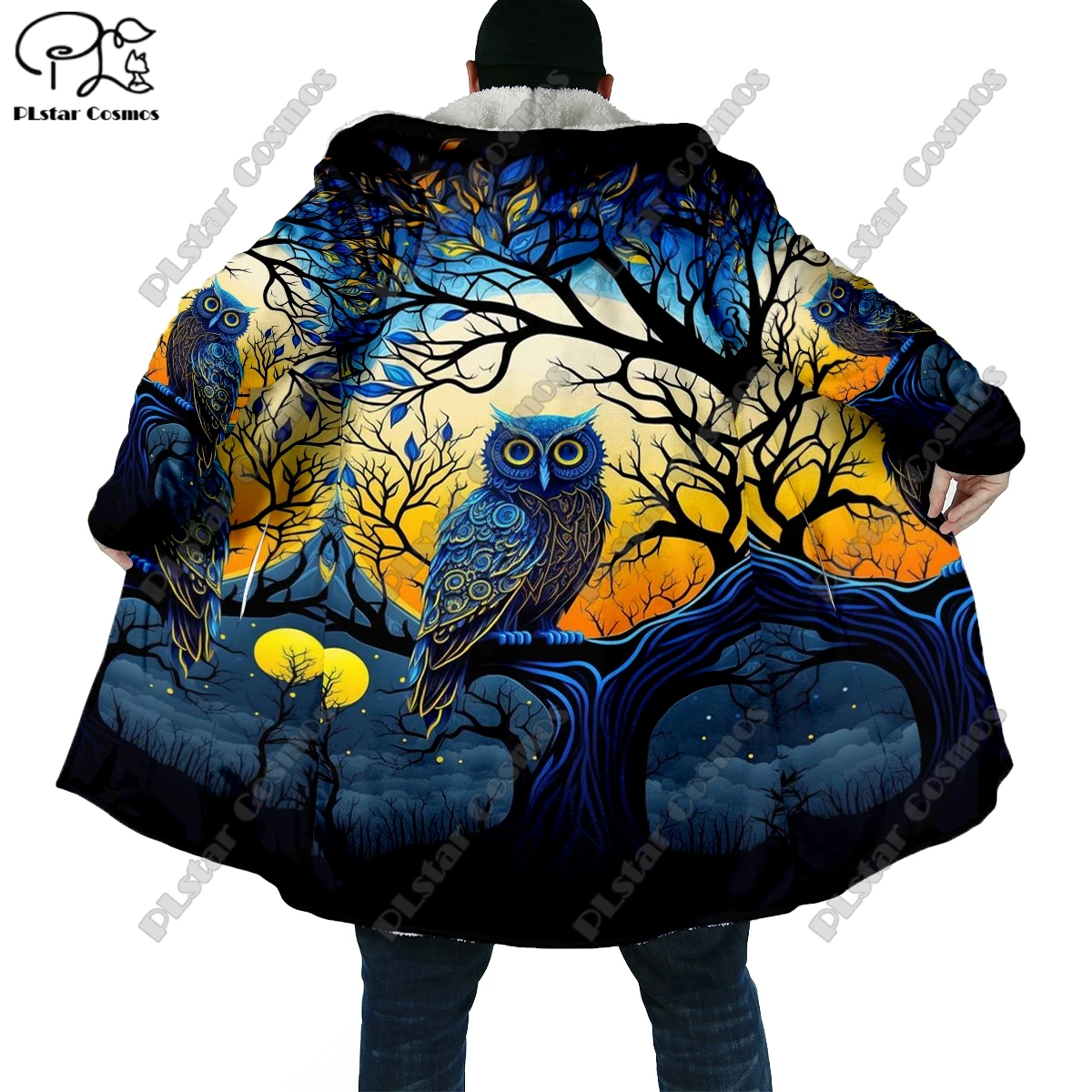 3D Printed Halloween Scary Owl Skull Theme Pocket Cape Coat Latest Casual Unique Streetwear Unisex Winter New Arrival