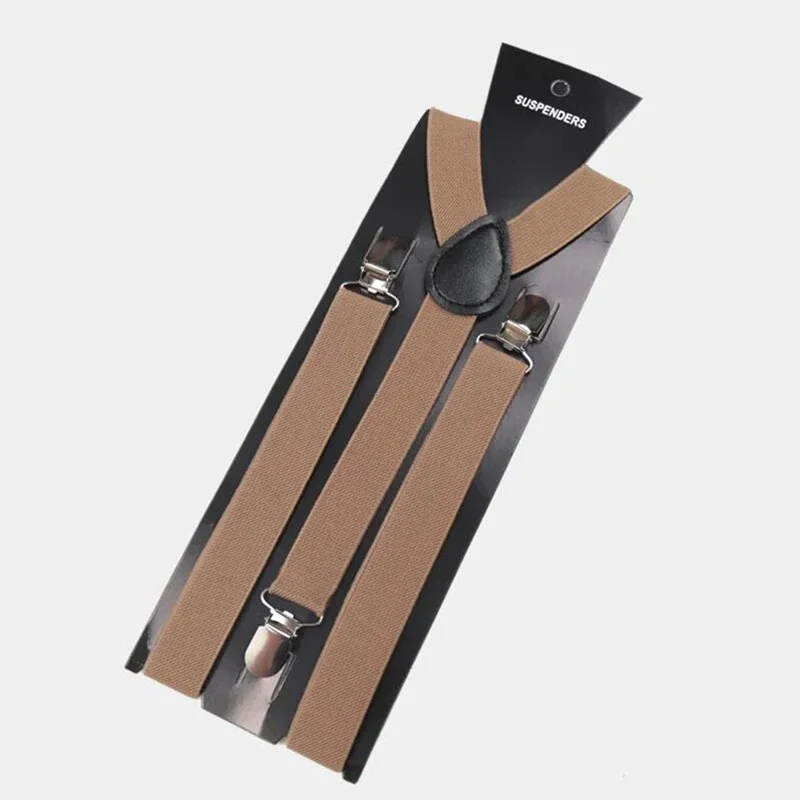 Solid Color PU Leather Suspenders, Adjustable for Men