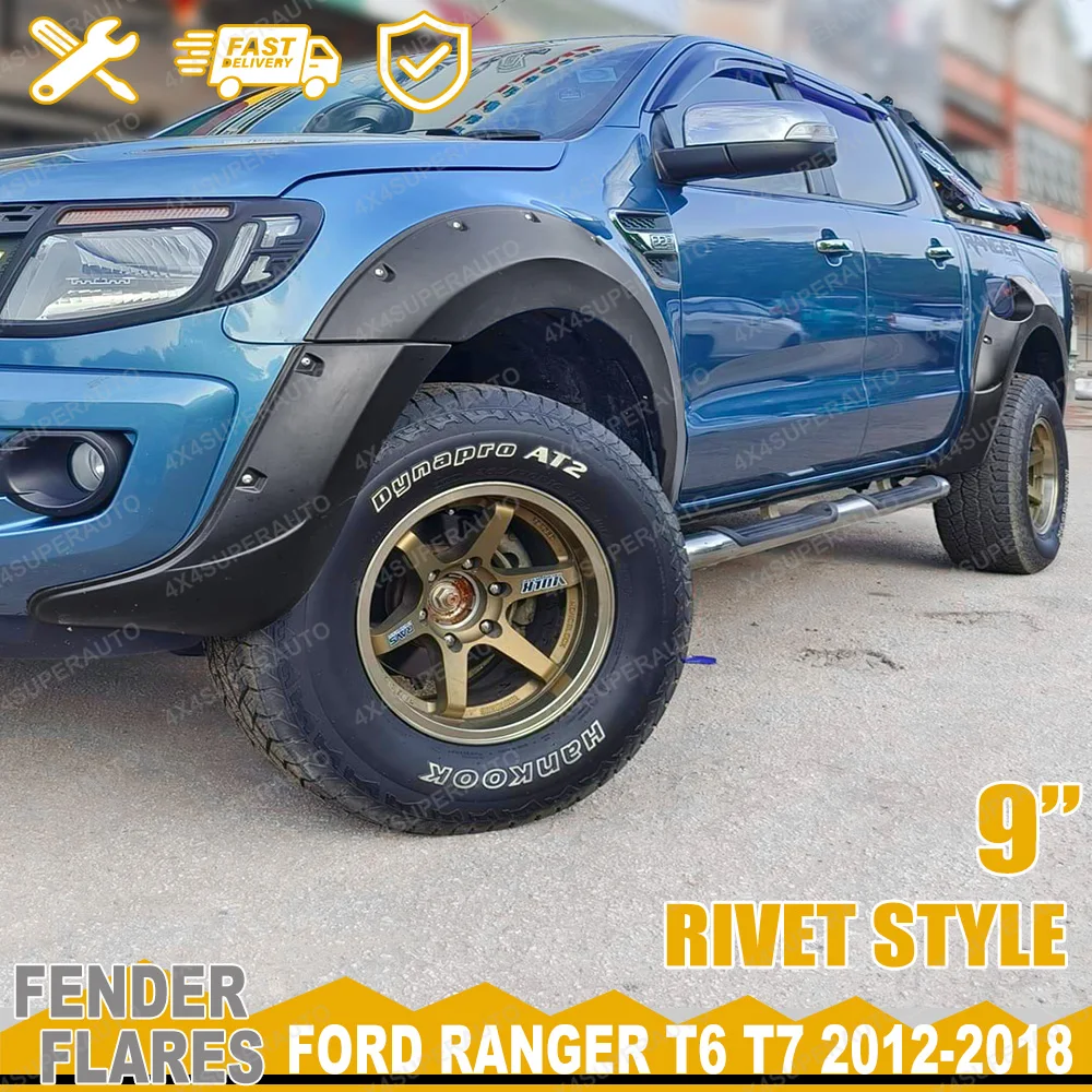 

2012 2013 2014 T6 расширение колесной арки, расширители крыльев для Ford Ranger Wildtrak, двойная кабина, 9 дюймов, брызговики, аксессуары для бездорожья