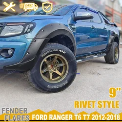 Rivet Style Wheel Flares For Ford Ranger Wildtrak XLT XL LIMITED T6 T7 2012-2018 Fender Flares Double Cab Car Offroad Accessorie