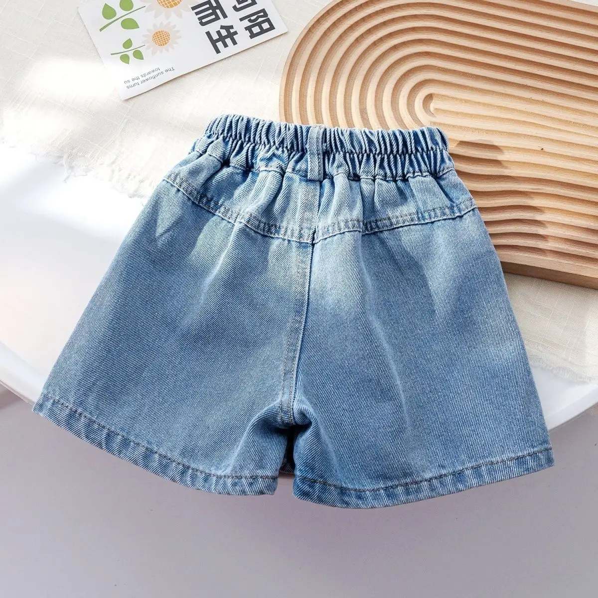 Girls\' Summer New Sweet Rainbow Button Denim Shorts Korean Version Foreign Style Short Skirt Children\'s Summer Jeans Skirt