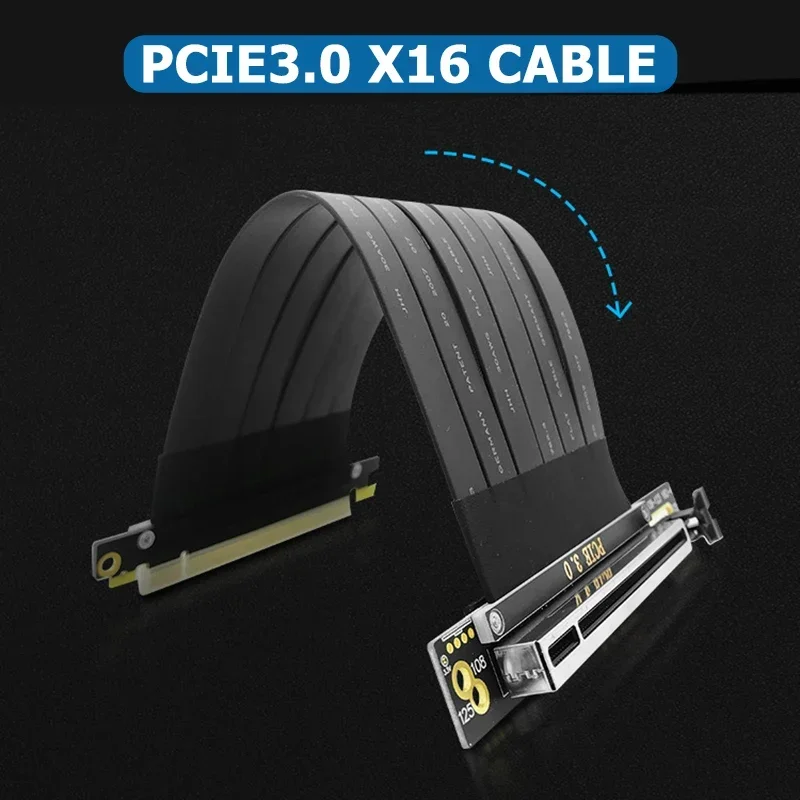 Full Speed Gen3 128G/S PCIE3.0 X16 Graphics Card Vertical Extension Flat Cable Compatible with ATX Phanteks Lianli MSI Adapter