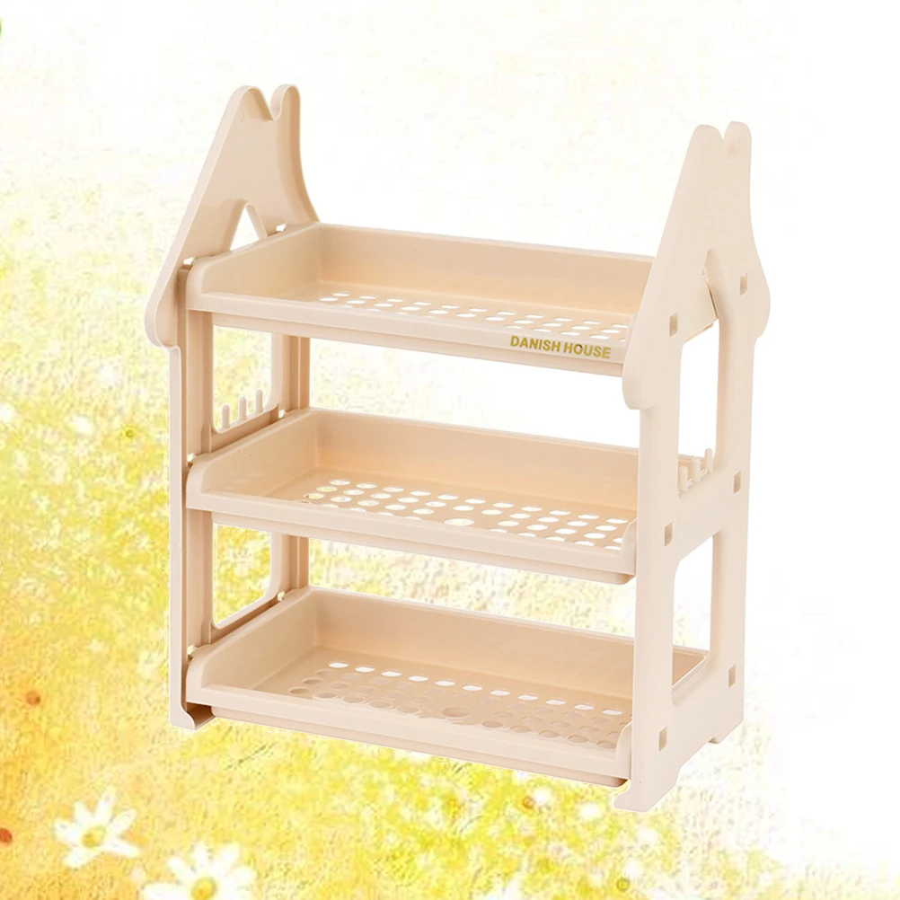 

Three Layers Multifunctional Plastic Storage Rack Desktop Condiments Organizer Holder Shelf for Bathroom Kitchen (Beige