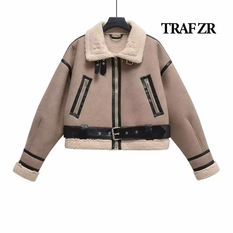 

TRAF ZR Snow Parka Fur Padded Coat High Street Winter Parkas for Women Warm Woman Winter Coats Elegant Luxury Women's Coat