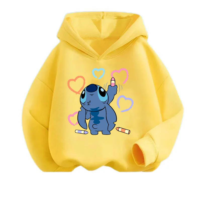 

Disney Series Stich Casual Hooded Tops New Stitch Hoodies Girls Sweatshirt Autumn And Winter Long Sleeve Harajuku Pullovers