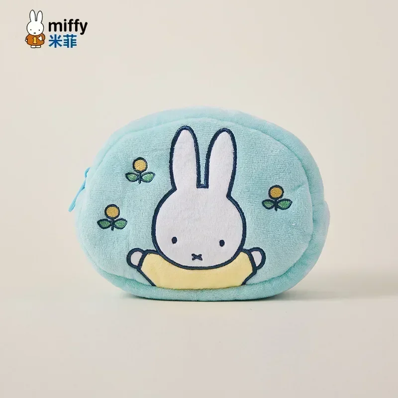 New Miffys Embroidery Anime Cartoon Plush Rabbit Zipper Zero Wallet Storage Bag Makeup Carrying Bag Portable Bag Kawaii  Gift