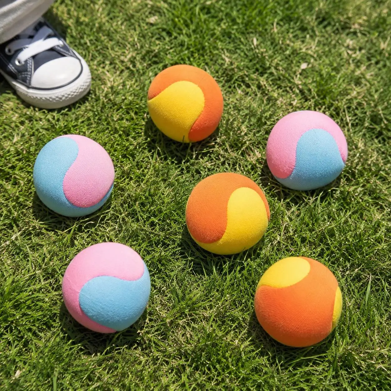 Soft Dog Toy Balls Plush Squeaky Play Balls in Bright Multi-Color Combinations for Puppies Indoor Fetch Training Sessions TMZ
