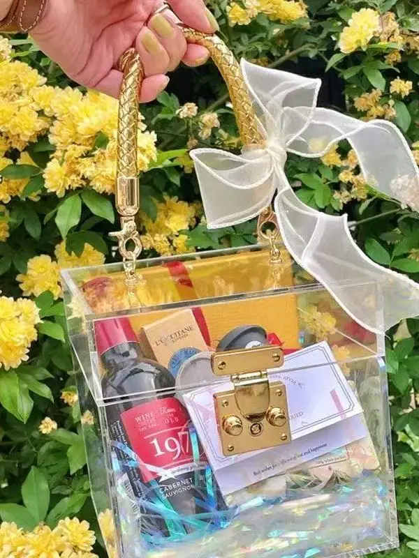 アクリル製ハンドヘルドギフトボックス-結婚式-ブライズメイド-実用的-大人-誕生日プレゼント-高級感-女性向け-持ち運び可能なお土産