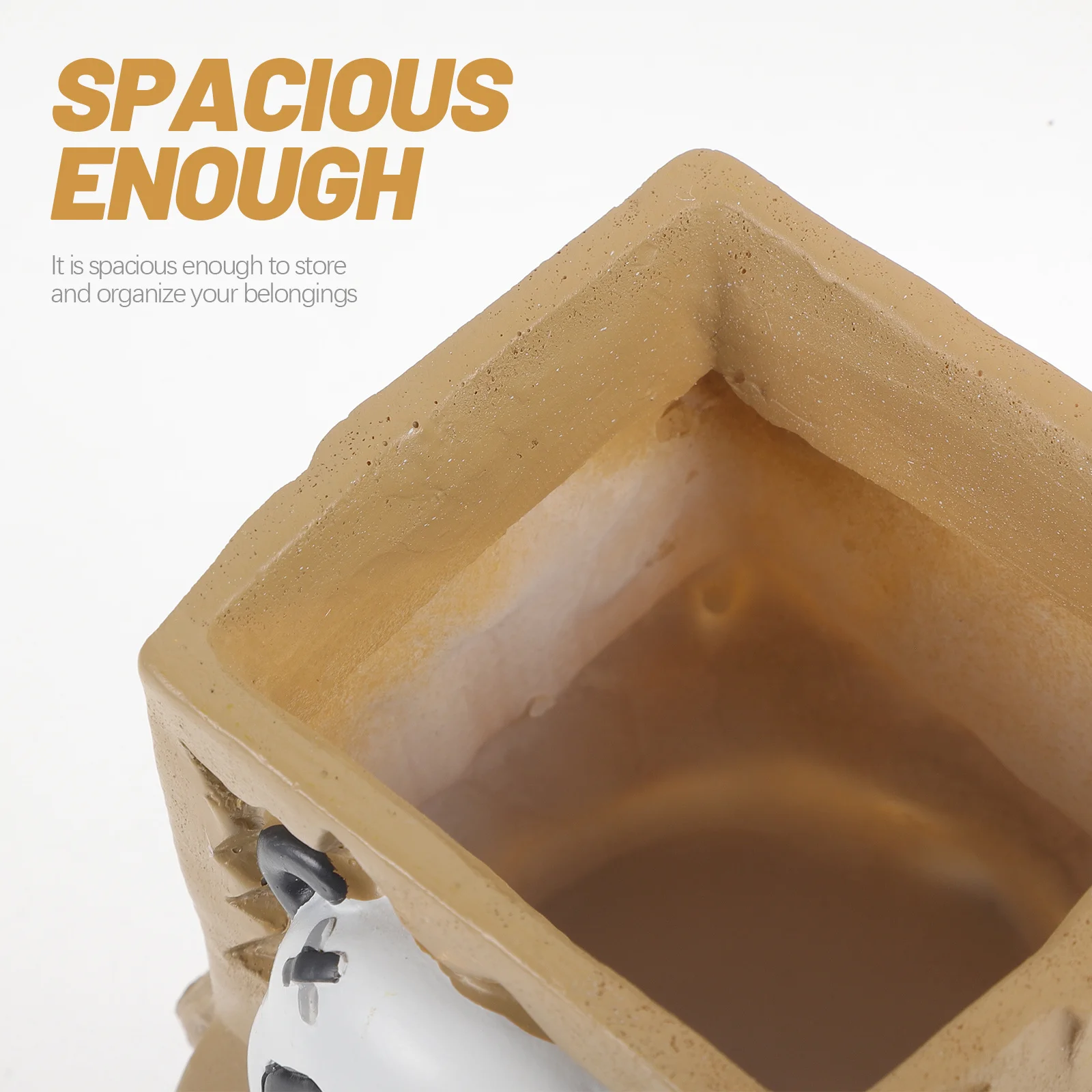 

Desktop Resin Pen Holder Multifunctional Pencil Organizer Student Desk Storage Stationery Box Succulent Planter Pot