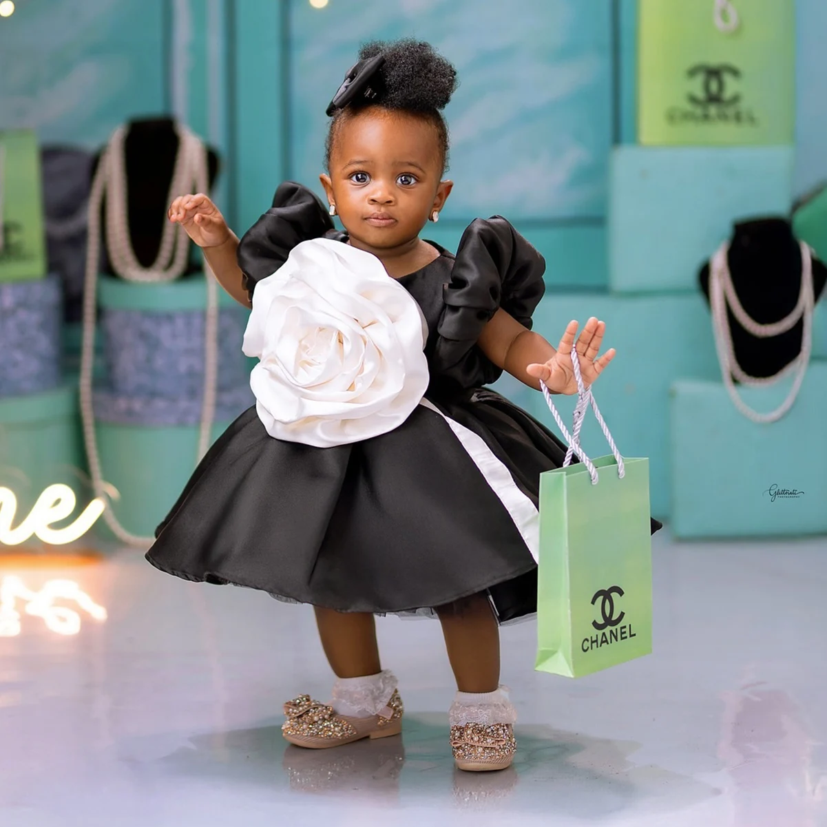 

Black And White Girls Birthday Party Dress 3d Flora Flower Girl Dress For Wedding African Girls Pageant Dress