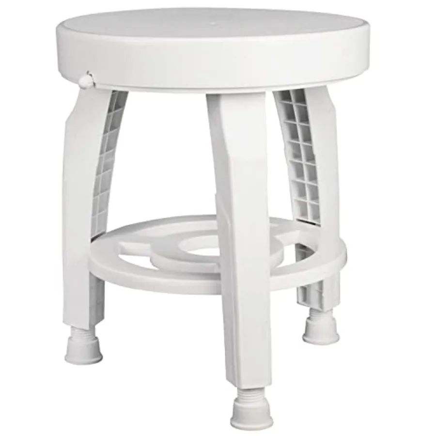 

Swivel Shower Stool Seat with Storage Shelf Rotating Shower Chair for Bathtub Tool-Free Assembly White